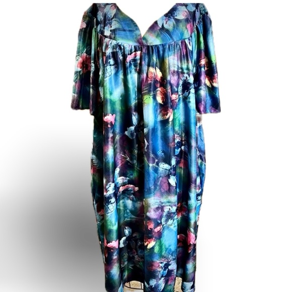 Anthony Richards Other - Vintage Monet water lily kaftan house dress nightgown moody jewel tones 90s maxi